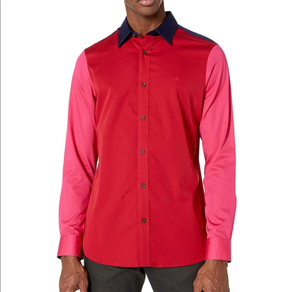Calvin Klein Mens Sateen Finish Long Sleeve Shirt